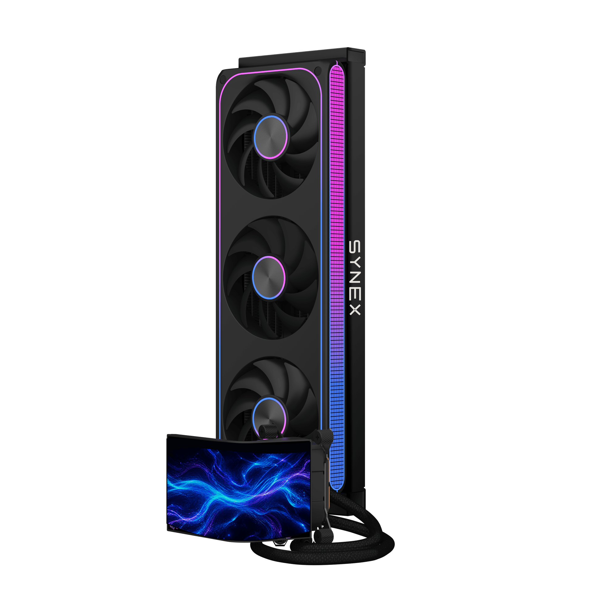 Water Cooler Gamer Synex PulseView 360 Onyx ARGB com Tela OLED 6,67” — Controle térmico de até 300W.